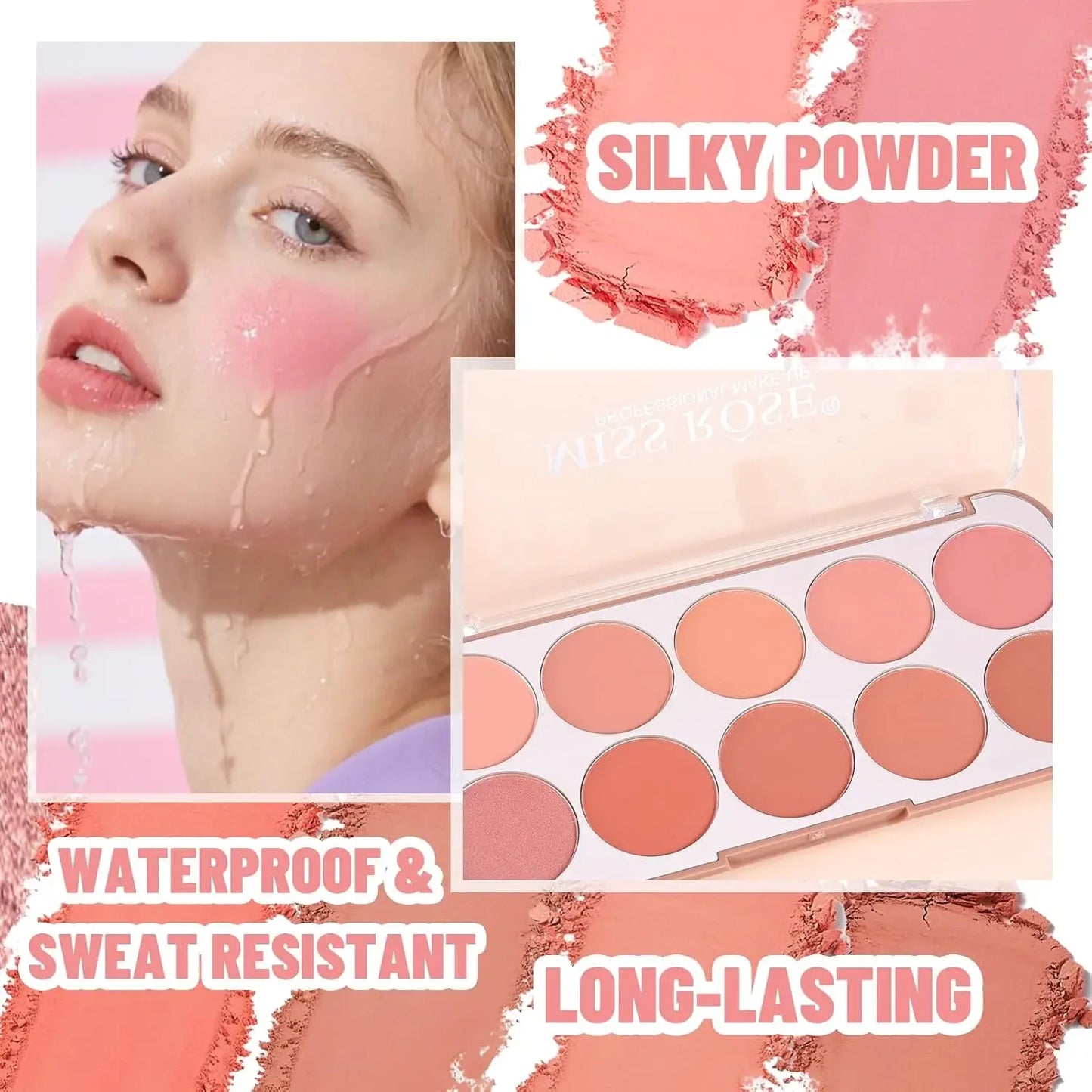 π¨ 10-Color Matte Blush Palette β Blendable, Long-Lasting & Waterproof Cheek Makeup πβ¨