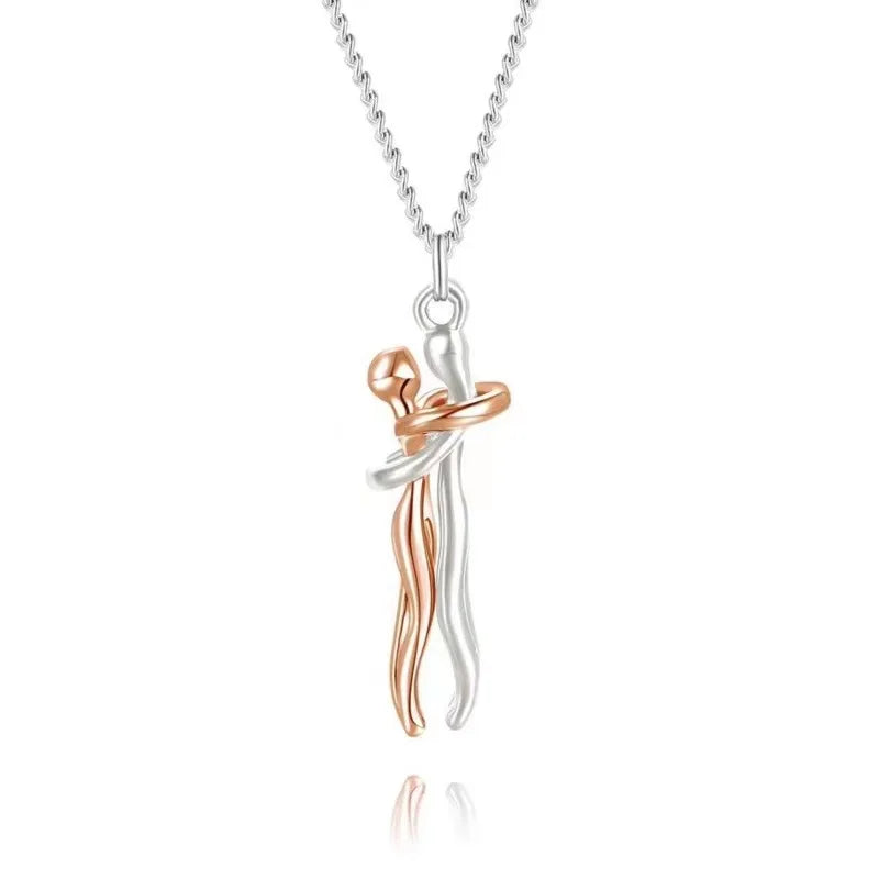 💖✨ Hip Hop Embrace Couple Pendant – Lovers’ Hug Necklace ✨💖