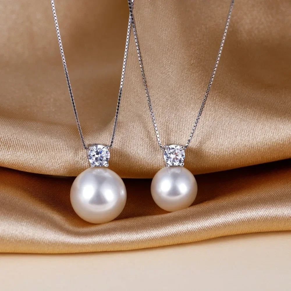 π€β¨ 925 Sterling Silver Pearl Pendant Necklace β 10/12mm β¨π€