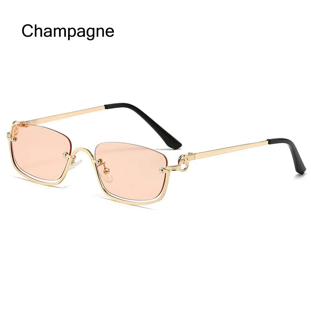 🕶️ Trendy Small Square Sunglasses 😎 | Women & Men 👩🦰👨 | Metal Half Frame ✨ | Hip-Hop Retro Style 🎤 | Vintage Narrow Shades 🔥