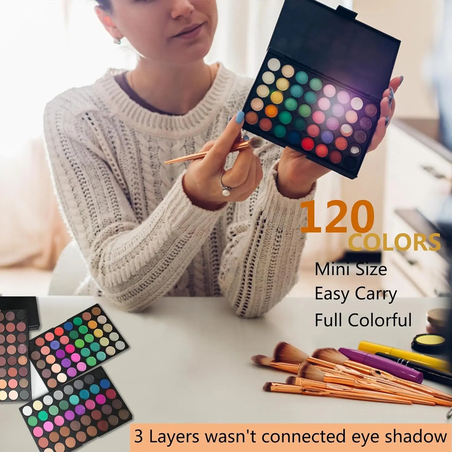 π¨ 120-Color Eyeshadow Palette β Waterproof π¦ | Nude, Matte & Glitter β¨ | Highly Pigmented, Long-Lasting Pressed Powder π