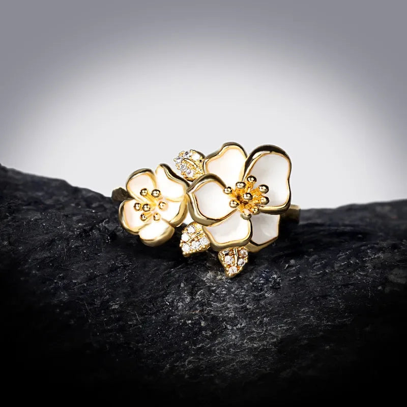 πΌπ Exquisite White Daisy Flower Ring β 925 Sterling Silver Handmade Enamel ππΌ