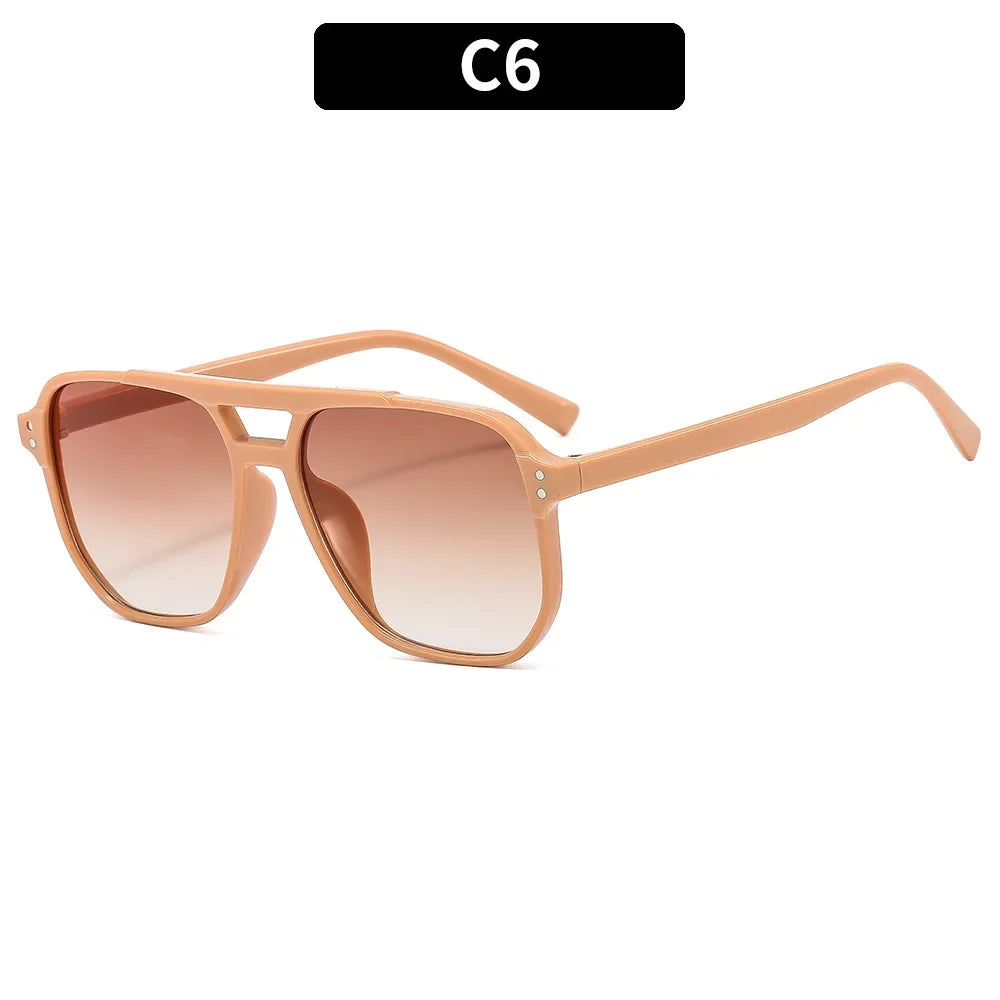🕶️ Vintage Square Sunglasses 😎 | Unisex Thick Frame ✨ | Double Bridge Style 👓 | Chic Polygon Shades 🔥 | UV400 Protection 🌞 | Women & Men’s Eyewear 💃🕺