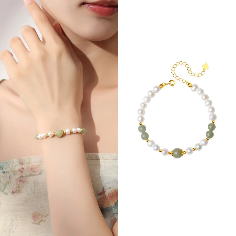 πβ¨ Jade & Agate Beaded Bracelet β Crystal Green Stone Jewelry β¨π