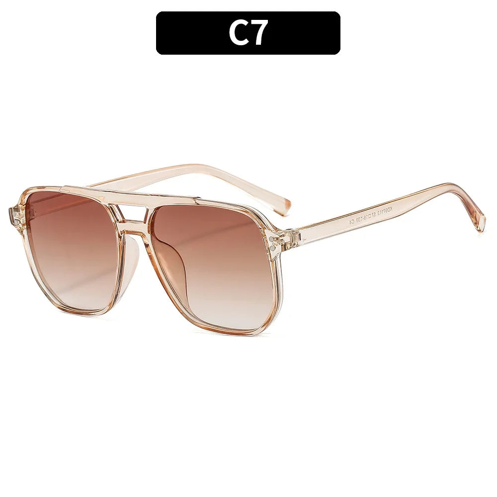 🕶️ Vintage Square Sunglasses 😎 | Unisex Thick Frame ✨ | Double Bridge Style 👓 | Chic Polygon Shades 🔥 | UV400 Protection 🌞 | Women & Men’s Eyewear 💃🕺