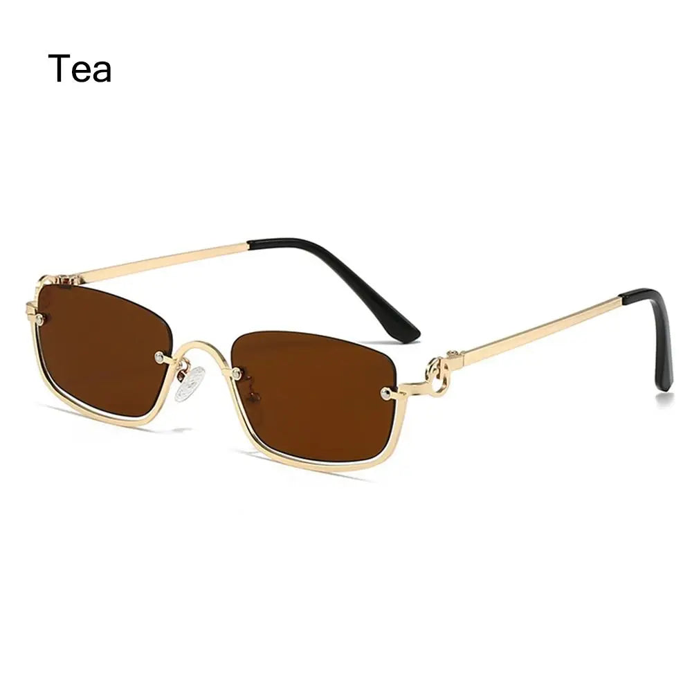 🕶️ Trendy Small Square Sunglasses 😎 | Women & Men 👩🦰👨 | Metal Half Frame ✨ | Hip-Hop Retro Style 🎤 | Vintage Narrow Shades 🔥