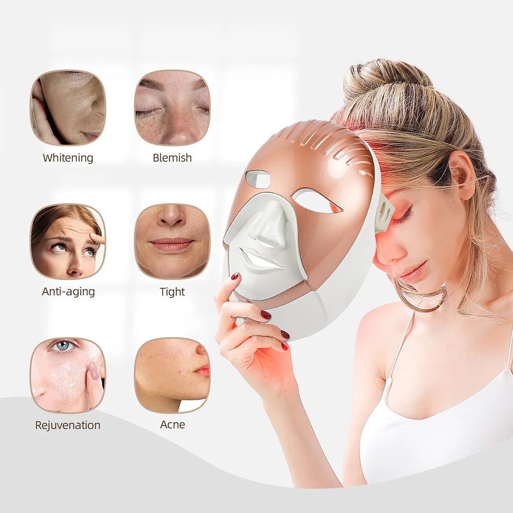 Wireless 7 Colors LED Face & Neck Mask ππββοΈβ¨ | Photon Skin Rejuvenation & Repair π‘π§ββοΈ | Facial Beauty SPA Mask π΅οΈπ | Neck Wrinkle Remover & Skin Care π₯π©ββοΈπ