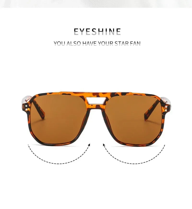 🕶️ Vintage Square Sunglasses 😎 | Unisex Thick Frame ✨ | Double Bridge Style 👓 | Chic Polygon Shades 🔥 | UV400 Protection 🌞 | Women & Men’s Eyewear 💃🕺