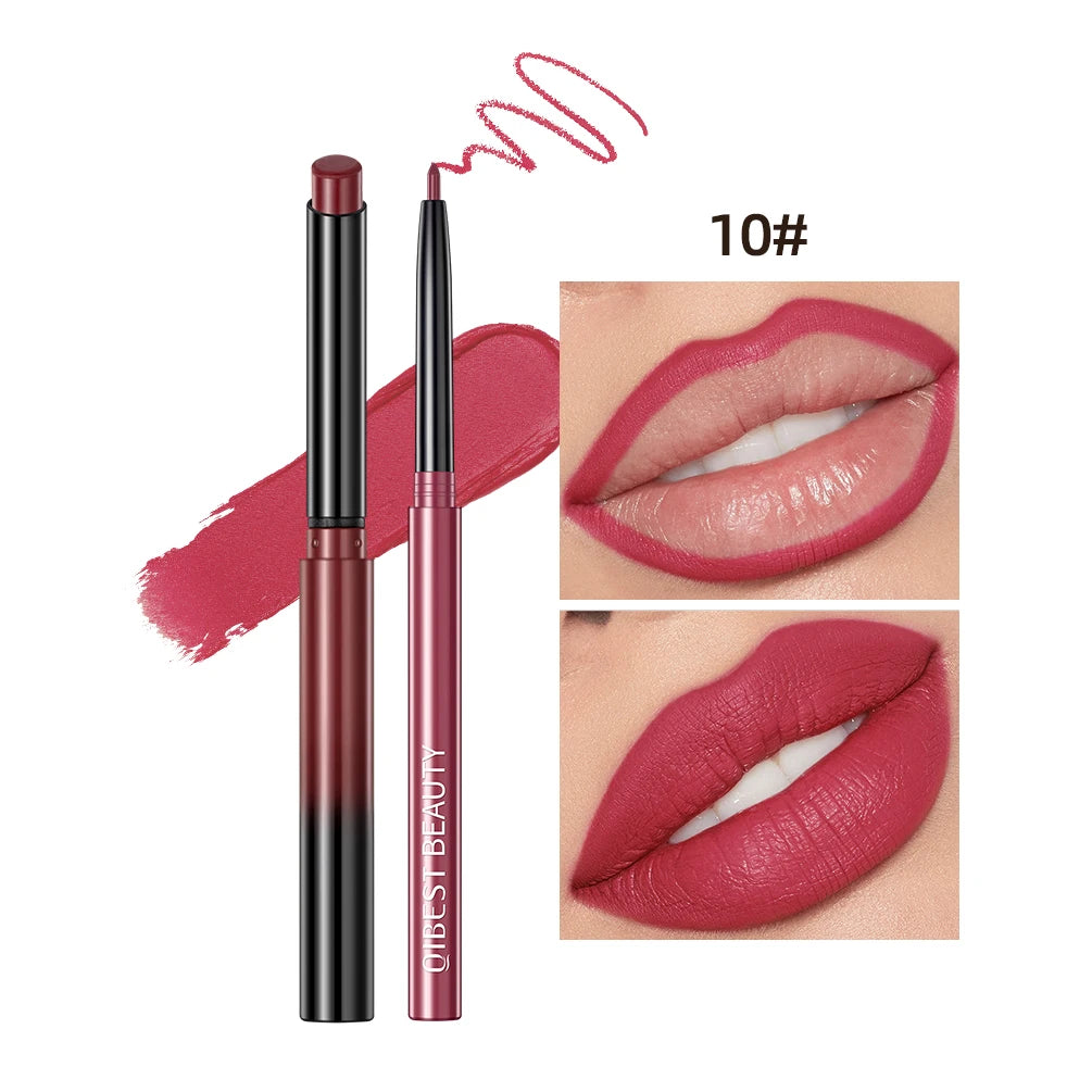 QIBEST Matte Nude Lipstick Pen β βοΈ Lipliner & π Lipstick 2-in-1 | β³ Long-lasting | π§ Waterproof | πΉ 12 Colors | π Perfect Lip Contour