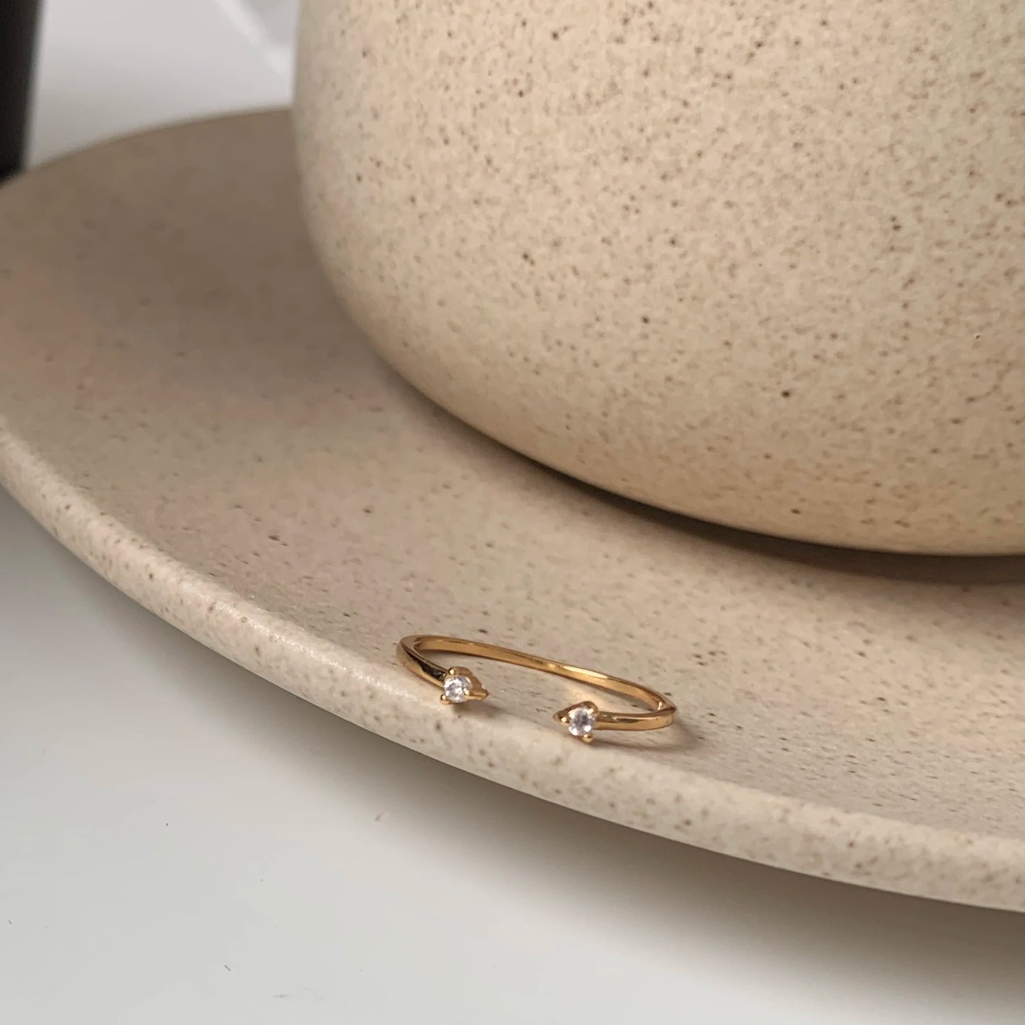 πβ¨ 925 Sterling Silver Zircon Open Ring β Mini Lines Design β¨π