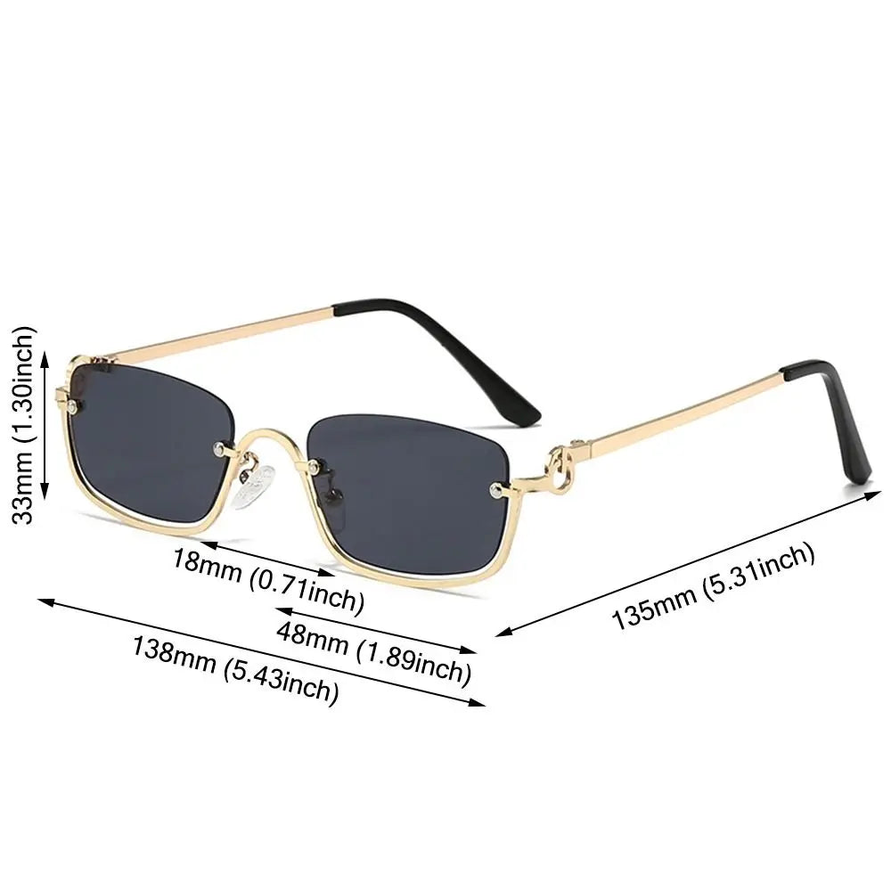 🕶️ Trendy Small Square Sunglasses 😎 | Women & Men 👩🦰👨 | Metal Half Frame ✨ | Hip-Hop Retro Style 🎤 | Vintage Narrow Shades 🔥
