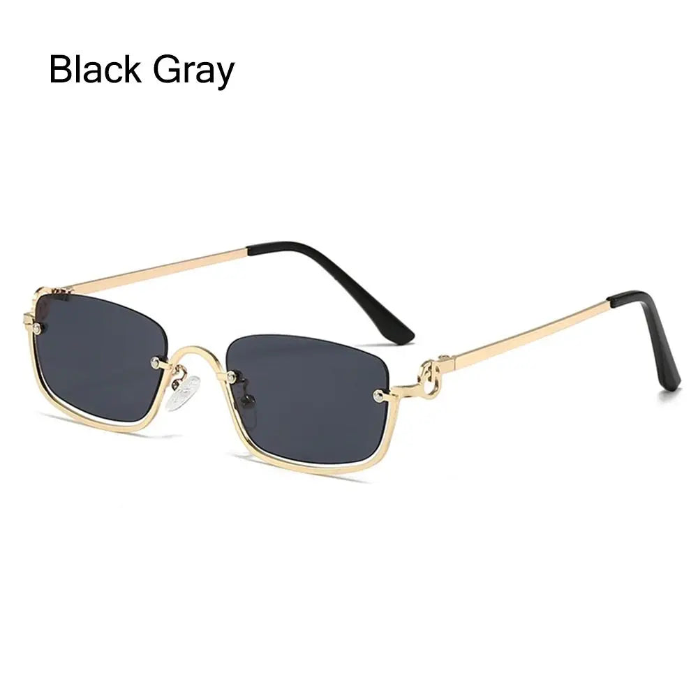 🕶️ Trendy Small Square Sunglasses 😎 | Women & Men 👩🦰👨 | Metal Half Frame ✨ | Hip-Hop Retro Style 🎤 | Vintage Narrow Shades 🔥
