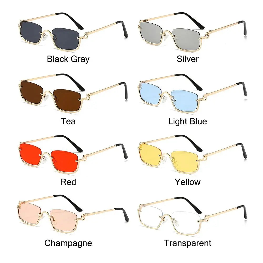 🕶️ Trendy Small Square Sunglasses 😎 | Women & Men 👩🦰👨 | Metal Half Frame ✨ | Hip-Hop Retro Style 🎤 | Vintage Narrow Shades 🔥