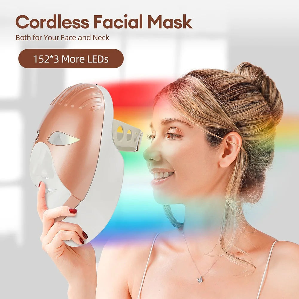 Wireless 7 Colors LED Face & Neck Mask ππββοΈβ¨ | Photon Skin Rejuvenation & Repair π‘π§ββοΈ | Facial Beauty SPA Mask π΅οΈπ | Neck Wrinkle Remover & Skin Care π₯π©ββοΈπ