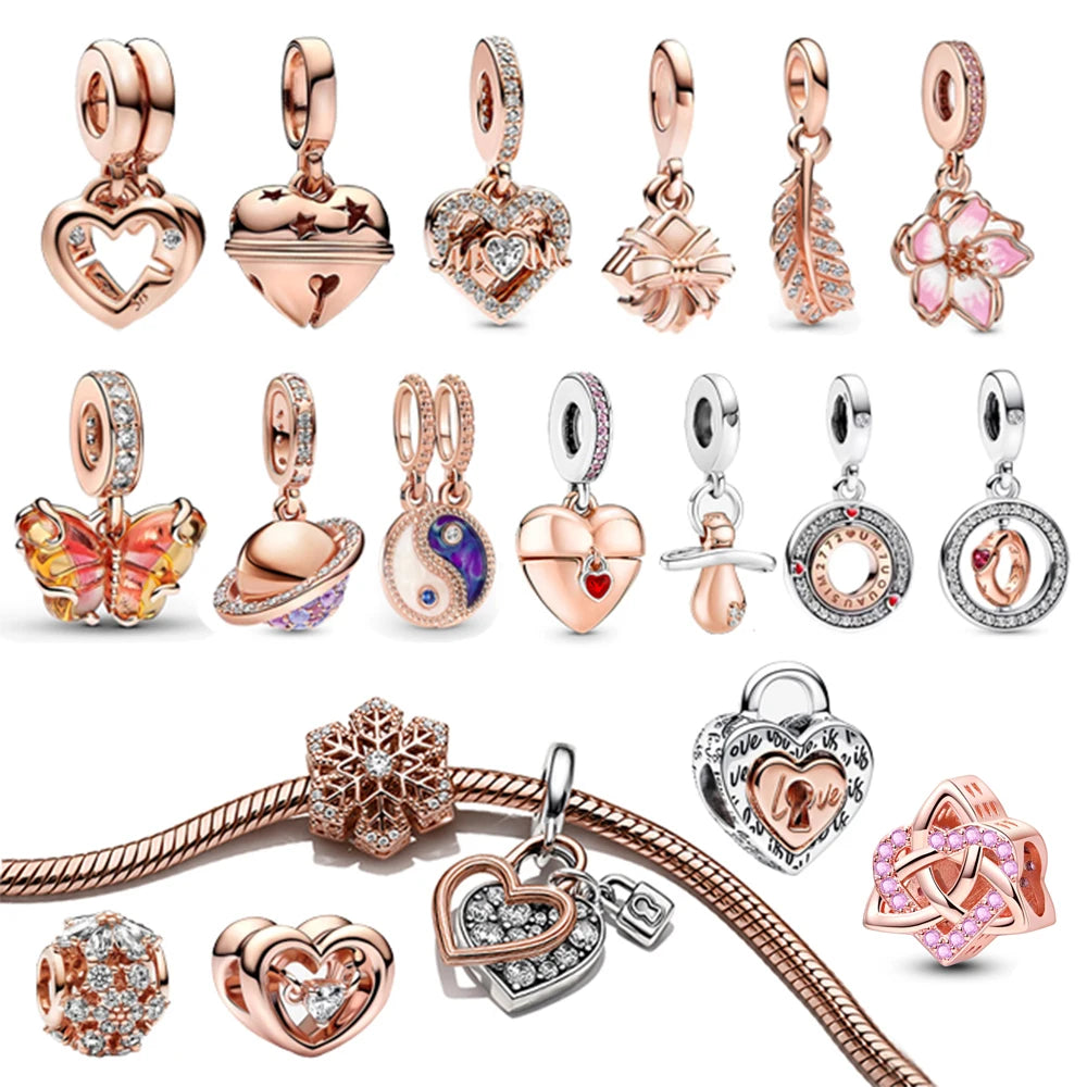 ππ Classic 925 Sterling Silver Rose Gold Charms Collection ππ
