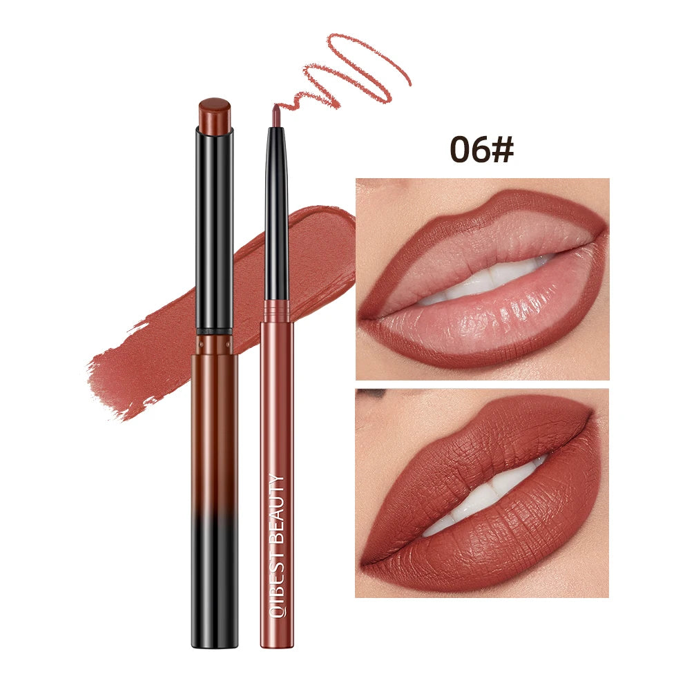 QIBEST Matte Nude Lipstick Pen β βοΈ Lipliner & π Lipstick 2-in-1 | β³ Long-lasting | π§ Waterproof | πΉ 12 Colors | π Perfect Lip Contour
