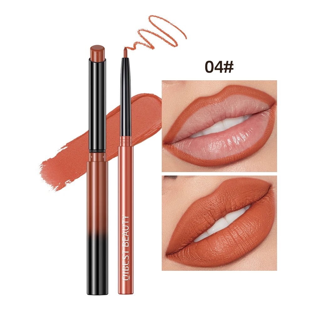 QIBEST Matte Nude Lipstick Pen β βοΈ Lipliner & π Lipstick 2-in-1 | β³ Long-lasting | π§ Waterproof | πΉ 12 Colors | π Perfect Lip Contour