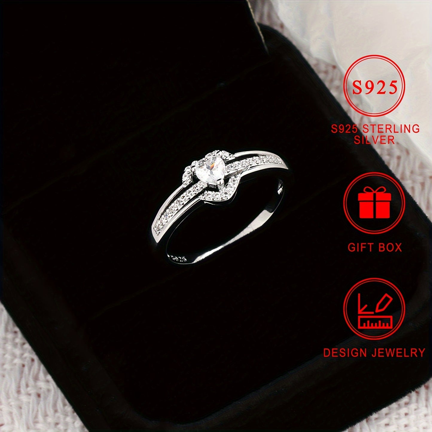 π Itβs a sterling silver heart-shaped ring, 14k gold plated β¨, adorned with sparkling zirconia π. It features a trendy design π, symbolizes beauty πΉ and romance β€οΈ, and comes in a premium gift box π.