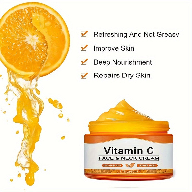 🍊💧 50ml Vitamin C Intensive Moisturizing Cream ✨ – Hydrates, Firms & Nourishes 🌿, Alcohol-Free 🚫, Hyaluronic Acid Enriched 💦, Anti-Drying 🌸, Unisex Adult Skincare 🧴