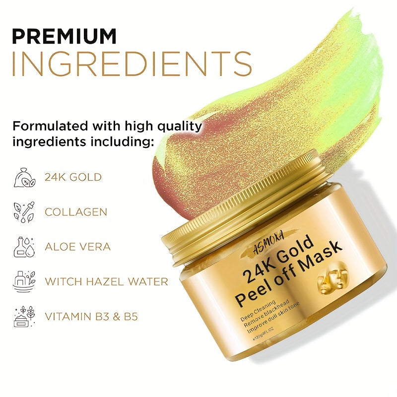 ✨ 4.23oz 24K Golden Tear-Off Mask 🪙✨ – Deep Cleansing 🧼, Pore Tightening 🔬, Radiant Skin 🌟 – Unisex Facial Skincare 🧴👩🦰👨