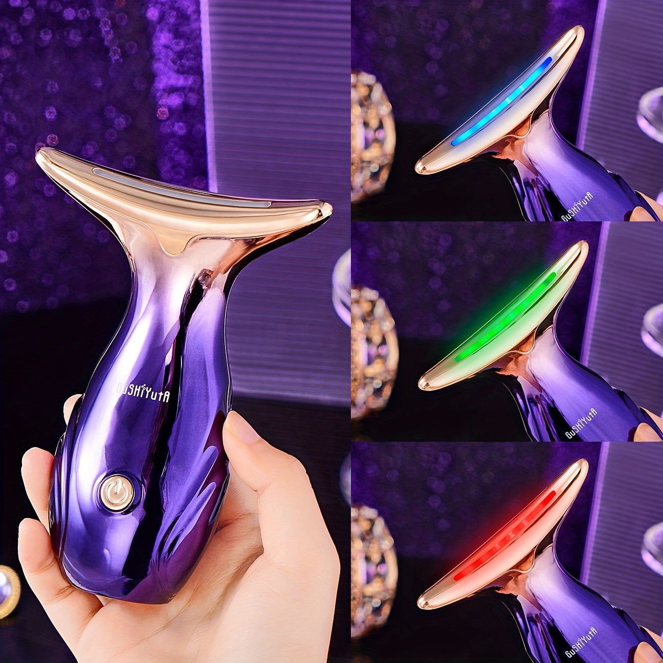 ✨ "Skin-Enhancing" 3-Color LED Light Therapy Massager 💡💆♀️ – Face, Neck & Body 🧴, Battery-Powered 🔋, Skincare & Beauty Device 🌸, Perfect Gift 🎁 for Women 💖, Mother’s Day Special 🌷