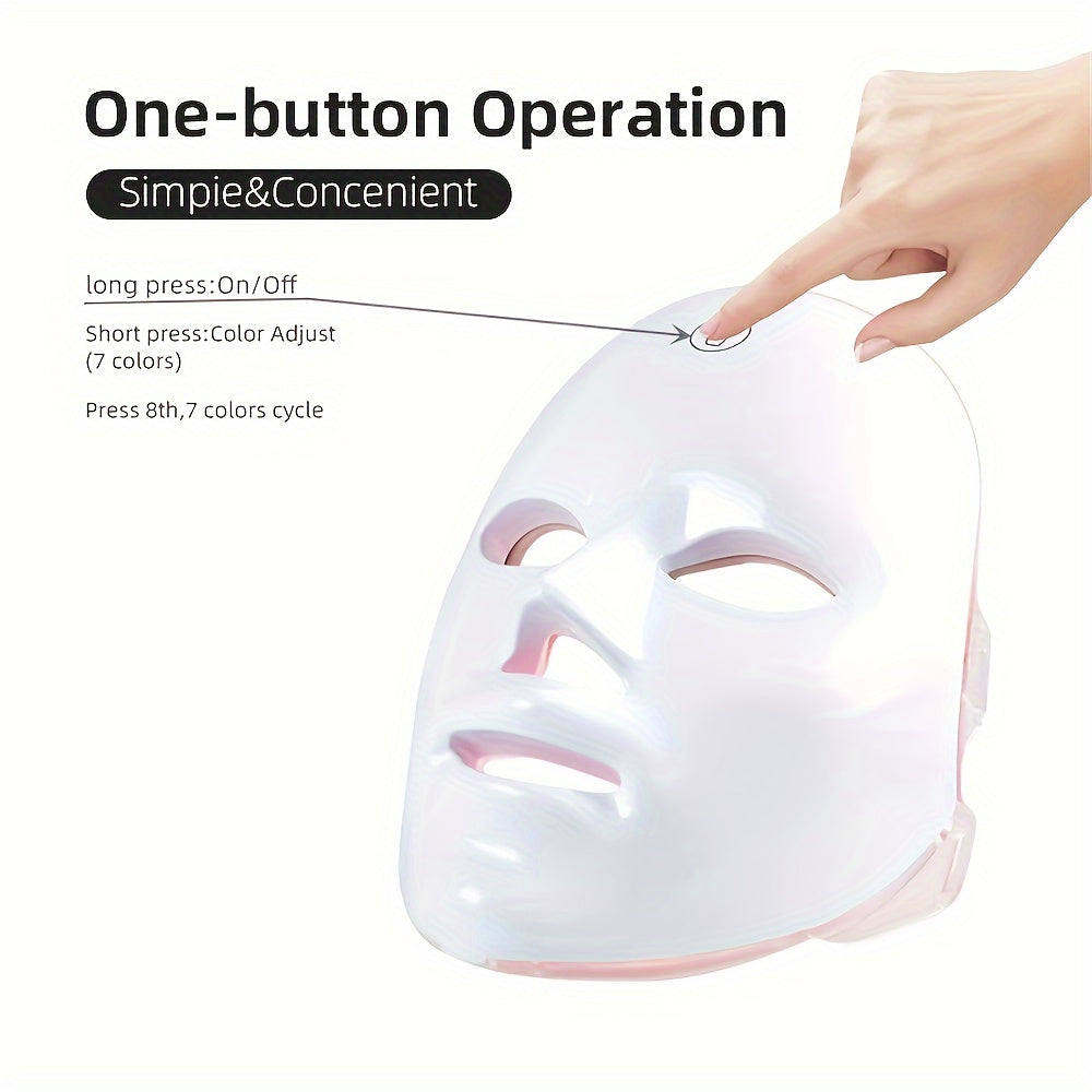 ๐ 7-Color LED Facial Mask ๐งดโจ โ One-Button Operation ๐, Adjustable Colors ๐จ, Home Skincare Device ๐ ๐โโ๏ธ