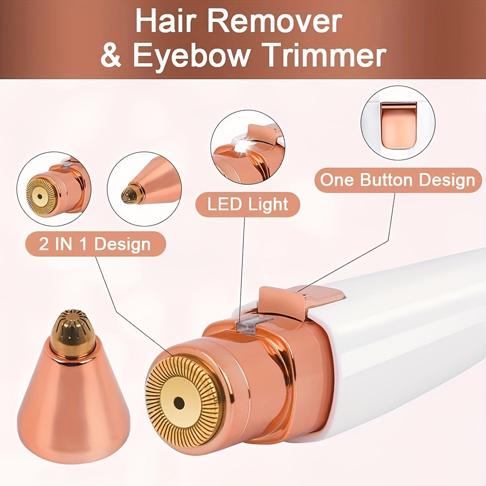 Effortless & Painless Hair Trimmer & Shaver β¨β‘ | 2-in-1 Rechargeable System π | Built-in LED Light π‘ | Flawless Grooming for Face, Eyebrows, Lips, Chin, Arms & Body πββοΈπ