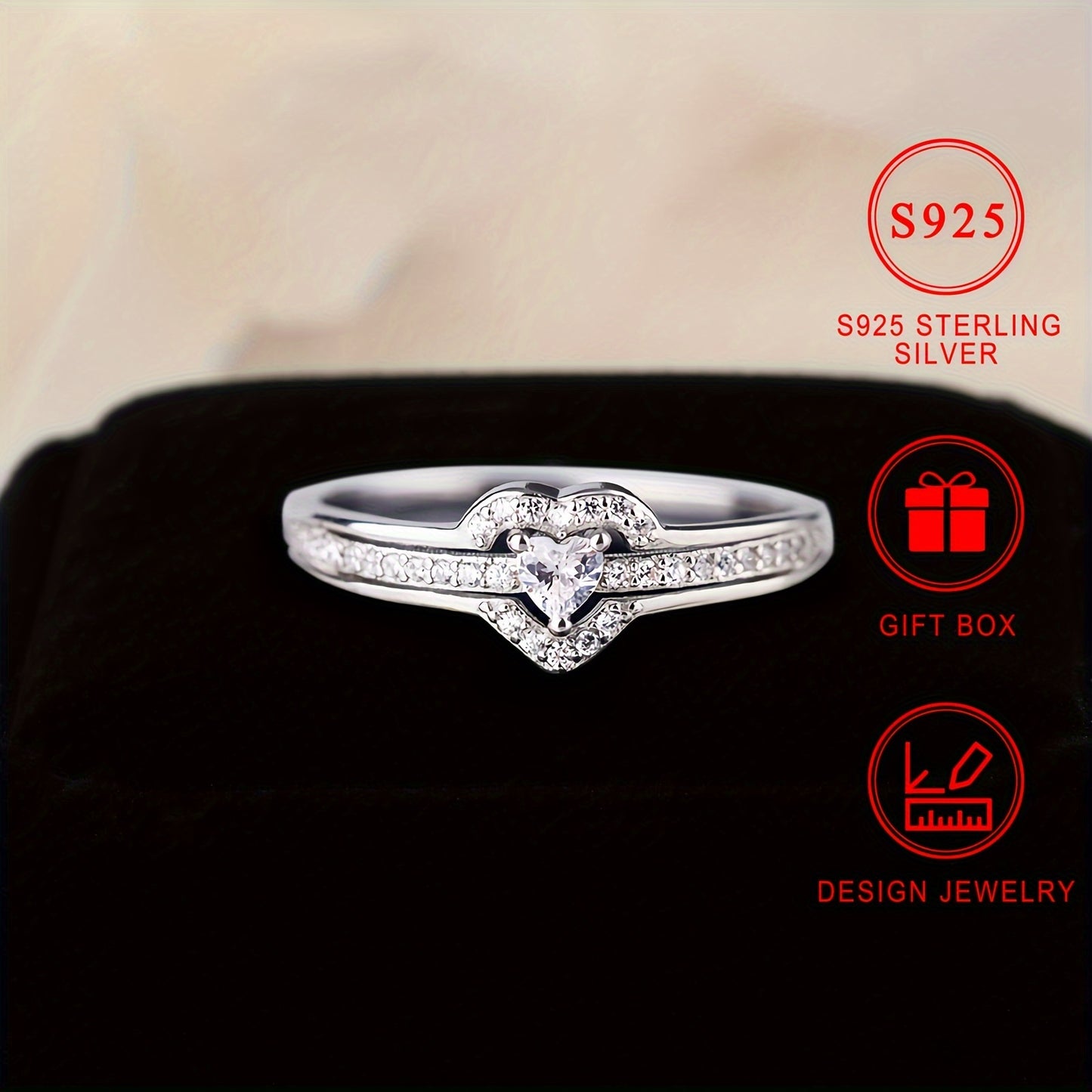 π Itβs a sterling silver heart-shaped ring, 14k gold plated β¨, adorned with sparkling zirconia π. It features a trendy design π, symbolizes beauty πΉ and romance β€οΈ, and comes in a premium gift box π.