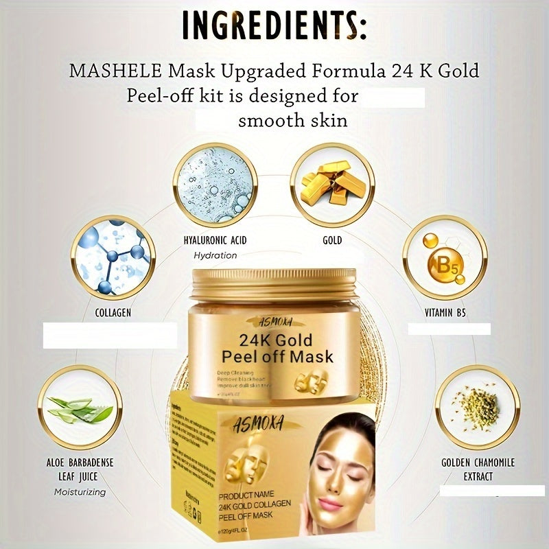 ✨ 4.23oz 24K Golden Tear-Off Mask 🪙✨ – Deep Cleansing 🧼, Pore Tightening 🔬, Radiant Skin 🌟 – Unisex Facial Skincare 🧴👩🦰👨