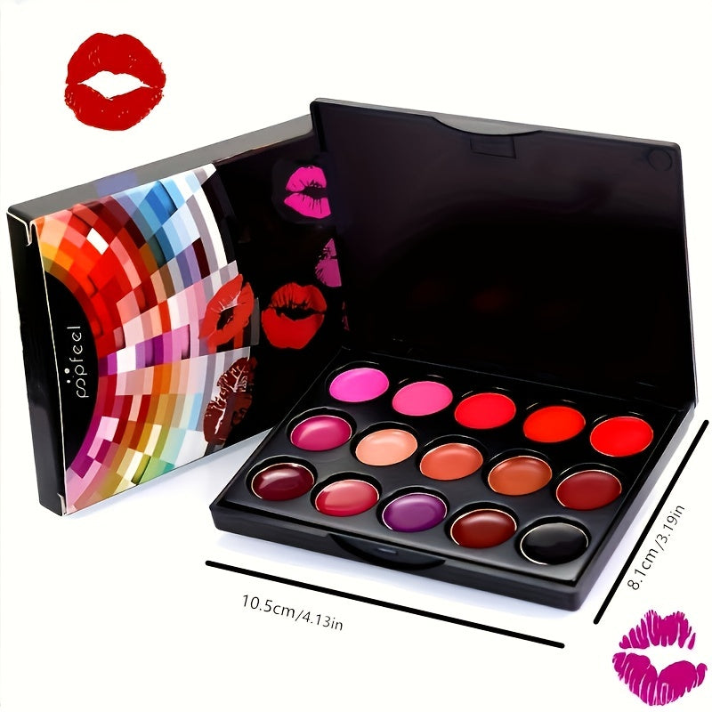 πβ¨ 15 Colors Waterproof Lipstick Palette β Matte & Shiny Shades ππ