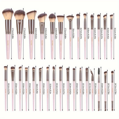 💄 30pcs Professional Makeup Brush Set 👜 Velvet Bag 🧽 Beauty Blender 🌸 Makeup Remover Puff 🌀 Cleaning Mat 🚿 Bathroom Bag 🪶 Soft to touch 🎨 Foundation & Eyeshadow Blending Brush Kit 👩 For Women 🎁 Mother’s Day Gift Set 💐