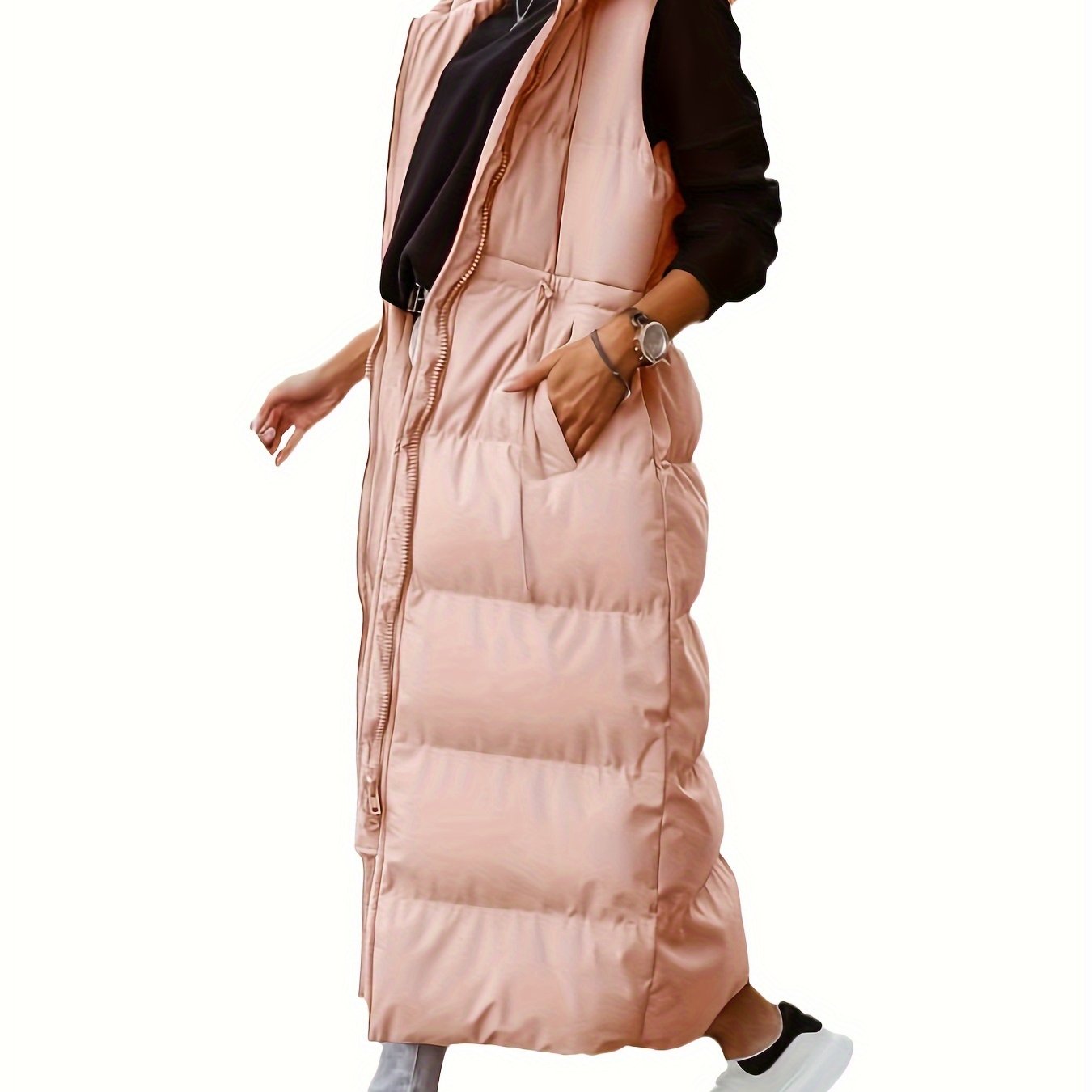 Women’s Long Quilted Hooded Maxi Puffer Vest