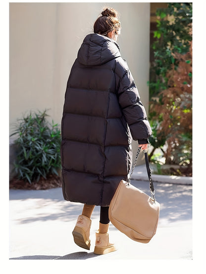 🧥❄️ Ultra-Warm Down Longline Puffy Coat for Women 🔥 Insulated Winter Jacket | 🔒 Zip-Up Hoodie | 👚 Casual Long Sleeves 🌬️ Soft & Lightweight | 💧 Water-Resistant Down Coat | ⛄ Perfect for Cold Weather