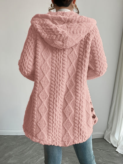 Elegant Women’s Soft Pink Hooded Cardigan