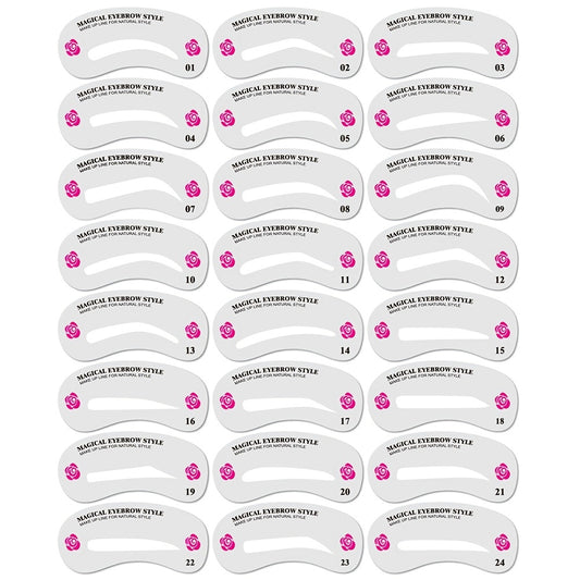 24 Styles Eyebrow Shaping Stencils Kit ✨👩 | Grooming Tool for Women 💖 | Perfect for Beauty, Makeup & Brow Modeling 🎯💄