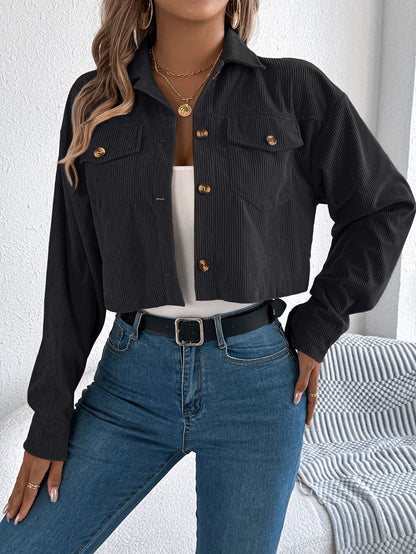 Casual Corduroy Short Jacket with Pockets