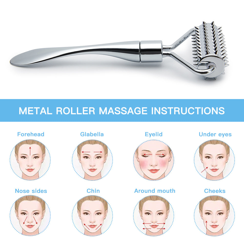 🪞 Stainless Steel Facial Massage Roller & Gua Sha Tool Set 💆‍♀️ Massager for Face & Body 🌸 Beauty SPA Care Tools 🎯 Acupressure Massager 💪 Deep Tissue Massage Tool for Hand ✋ Foot 🦶 Neck 🦴 Arms 💪