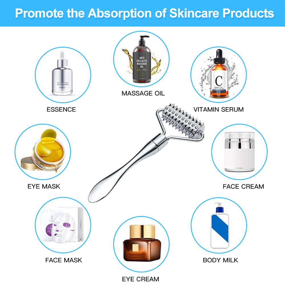 🪞 Stainless Steel Facial Massage Roller & Gua Sha Tool Set 💆‍♀️ Massager for Face & Body 🌸 Beauty SPA Care Tools 🎯 Acupressure Massager 💪 Deep Tissue Massage Tool for Hand ✋ Foot 🦶 Neck 🦴 Arms 💪