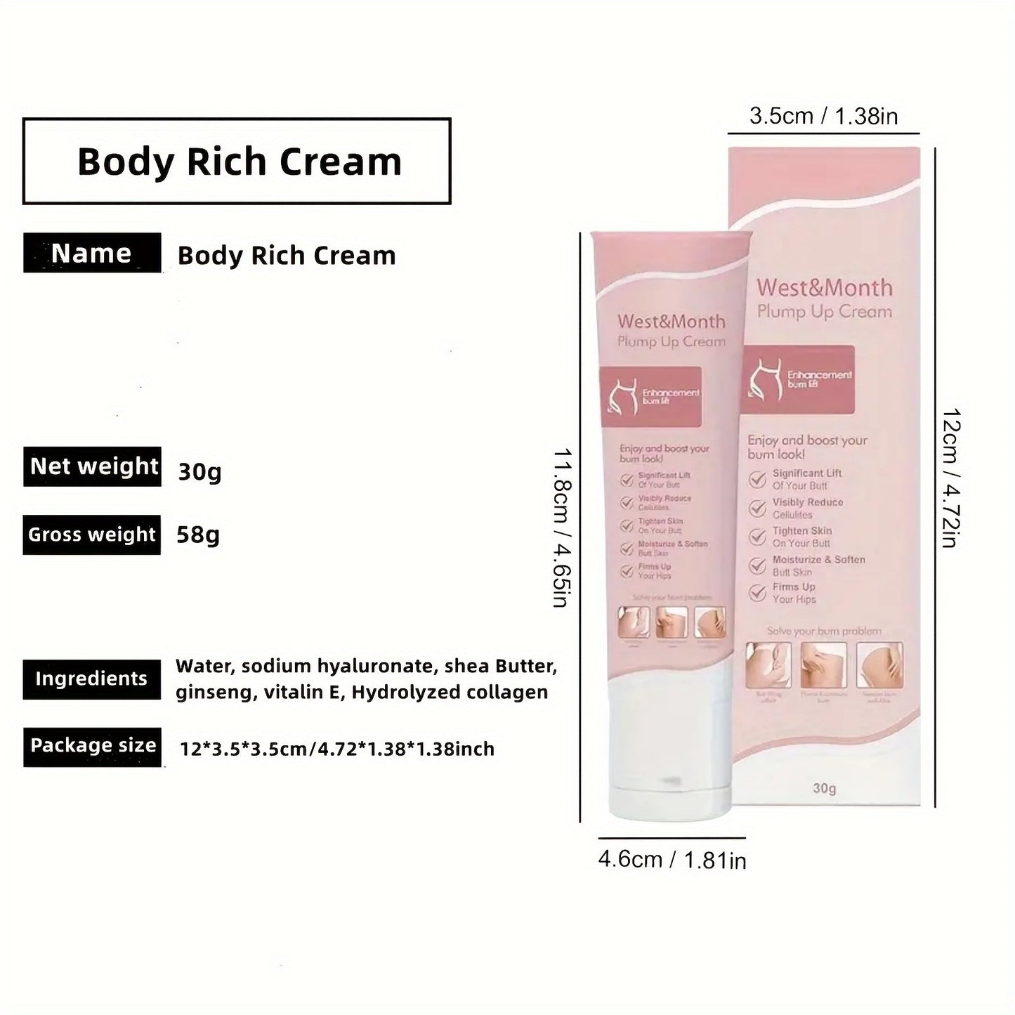 🍑✨ 3pcs Miracle Body Hip Cream – Firming & Moisturizing Skincare 💆‍♀️🌸