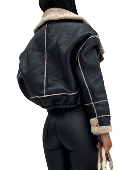 🧥❄️ Women’s Winter Jacket ✨ Long Sleeve | 🔒 Zipper Closure | 🎨 Patchwork Design 🤲 Warm Outerwear with Pockets | ⛄ Cozy Cold-Weather Style