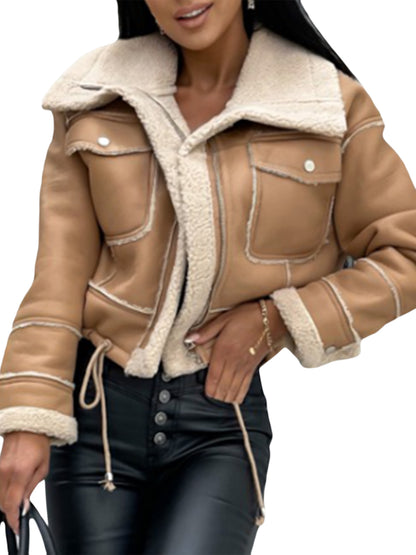 🧥❄️ Women’s Winter Jacket ✨ Long Sleeve | 🔒 Zipper Closure | 🎨 Patchwork Design 🤲 Warm Outerwear with Pockets | ⛄ Cozy Cold-Weather Style