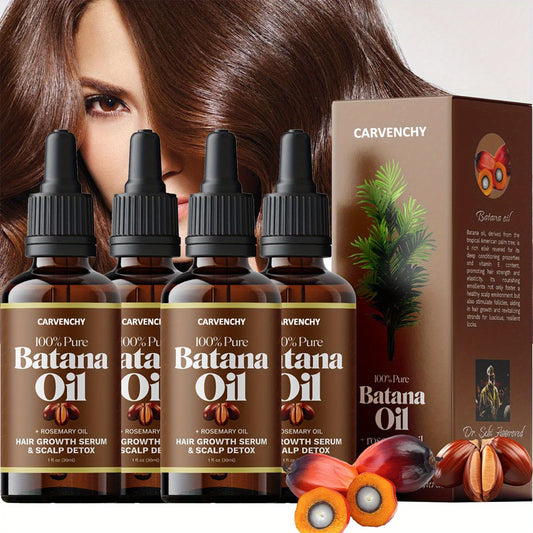 🌿✨ 4Pcs Batana & Rosemary Essential Oils – Deep Moisturizing Hair Care ✨💆‍♀️