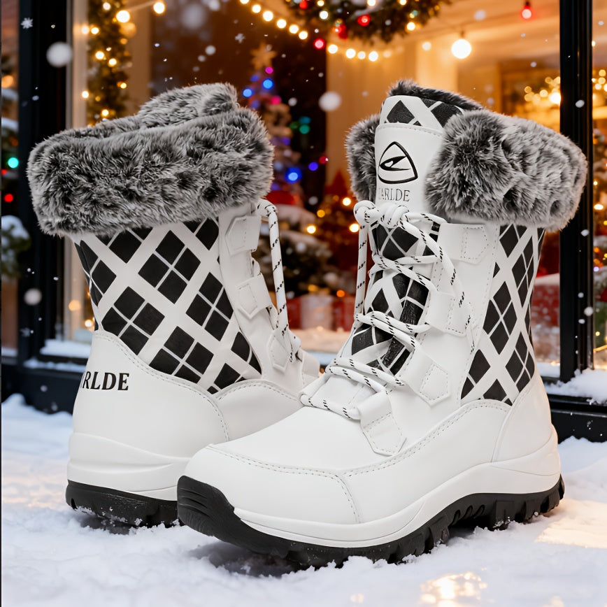 Women’s Winter Snow Boots – Non-Slip Rubber Sole, Cushioned Insole, Mid-Calf Waterproof Boots
