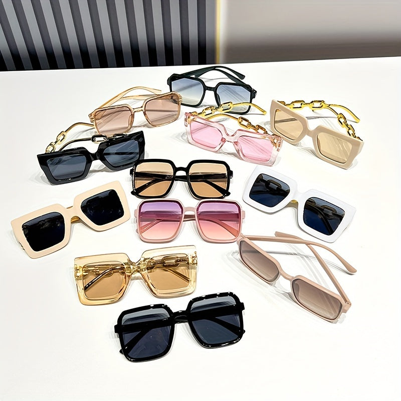 🕶️ 12pcs Unisex Fashion Sunglasses 😎 | Square Frame Style ✨ | Plastic Material 🔩 | Perfect for Daily Wear 🏫 | School & Casual Clothing Accessories 🛍️
