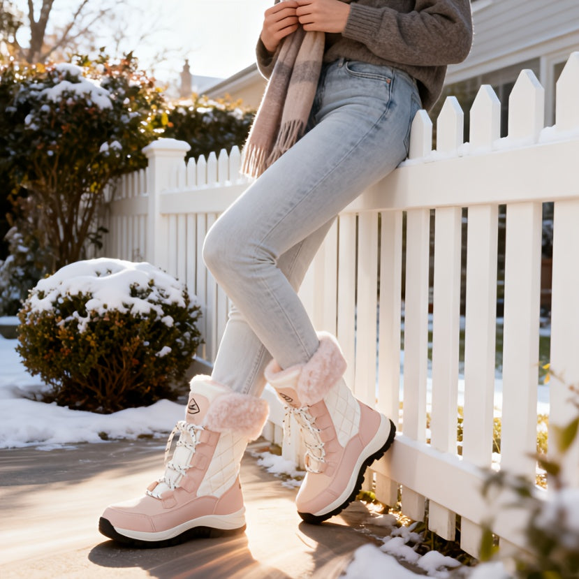 Women’s Winter Snow Boots – Non-Slip Rubber Sole, Cushioned Insole, Mid-Calf Waterproof Boots
