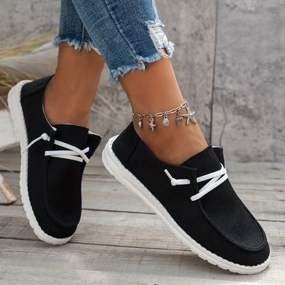 Women’s Fleece-Lined Canvas Shoes – Warm Thermal Slip-On Low-Top Winter Flats