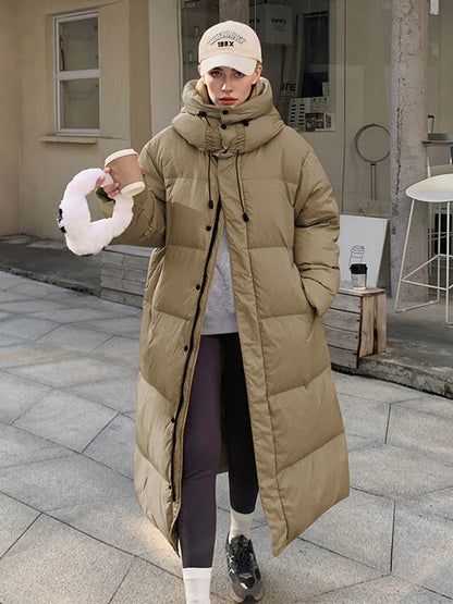 ✨ Women’s Heavy-Duty Thickened Winter Coat – Over-the-Knee Long Coat with Pockets 🧥❄️ Solid Beige/Black/White/Gray Options ✨ Machine-Washable Cold-Weather Outerwear for Everyday & Formal Wear 💖 Long Sleeve, Relaxed Fit, Non-Stretch Design ✨