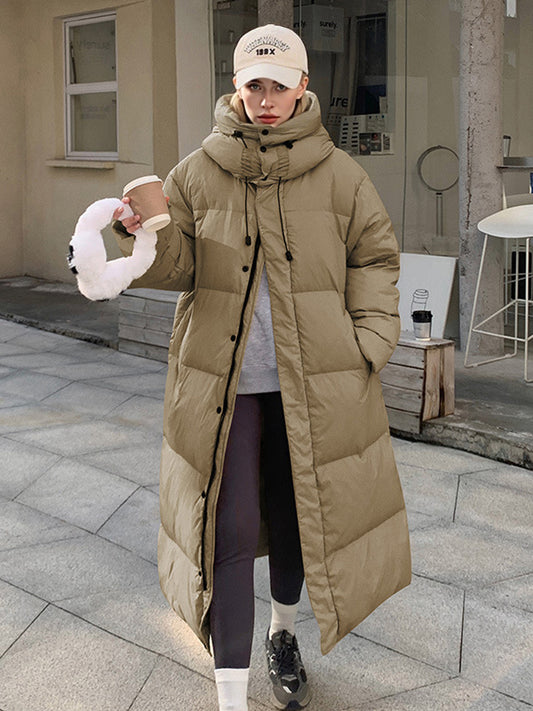 ✨ Women’s Heavy-Duty Thickened Winter Coat – Over-the-Knee Long Coat with Pockets 🧥❄️ Solid Beige/Black/White/Gray Options ✨ Machine-Washable Cold-Weather Outerwear for Everyday & Formal Wear 💖 Long Sleeve, Relaxed Fit, Non-Stretch Design ✨