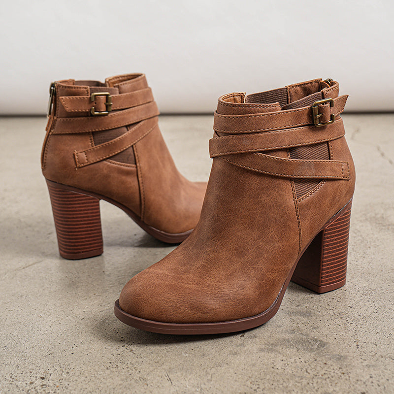 Dream Pairs Women’s Chunky High Heel Ankle Boots – Closed Toe Fall & Winter Heeled Booties  Si tu veux :