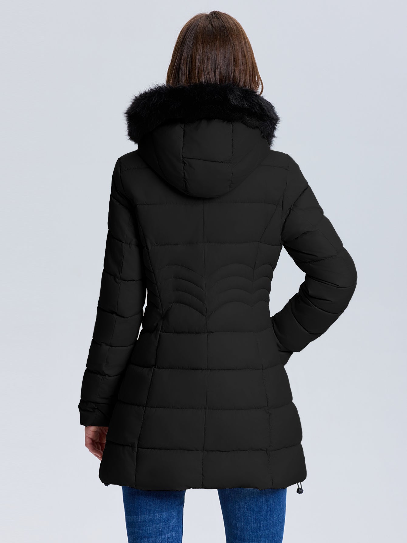 🧥❄️ Women's Slim-Fit Winter Puffer Jacket ✨ Removable Faux Fur Hood | Windproof | Waist-Cinching | Stand Collar ⛄ Hand Washable | Cold Weather Outerwear | Stylish Winter Coat for Women 💖